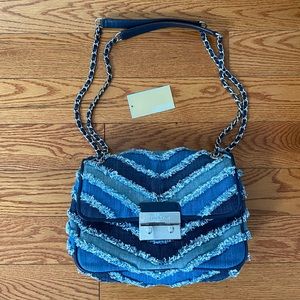 Michael Kors Sloan Denim Chevron Chain Bag
